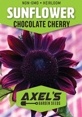 Axel's Garden Seeds purple sunflower seed packet ready for easy home planting