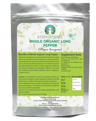 AYURVEDASHREE pippali whole pepper close-up; warm flavor for spice blends.