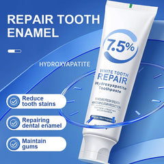 Ayzololo hydroxyapatite toothpaste sensitive-teeth closeup showing gentle brushing