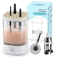 Azang electric makeup brush cleaner front view shows sleek white design for quick cleaning