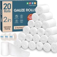 AZEN 20 pack gauze roll bundle for convenient home first aid and dressing prep.