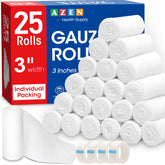 AZEN 25-pack gauze rolls packaging for quick first aid prep