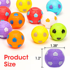 Bright AZEN soccer ball spinners on display for colorful party activities.