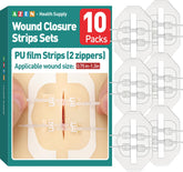 AZEN emergency wound closure strip close-up showing butterfly bandage design facilitating quick closure