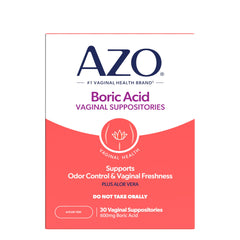 AZO Boric Acid packaging highlights protection and freshness.