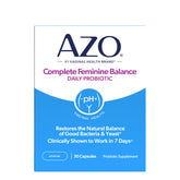 AZO Complete Feminine Balance bottle cap close-up for daily pH support