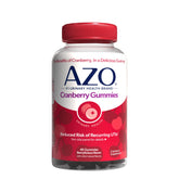 AZO Cranberry Gummies bottle on a clean surface, convenient daily urinary wellness option.