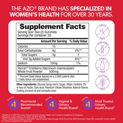 Closeup of AZO Cranberry Gummies texture highlighting berry flavor and easy chew.