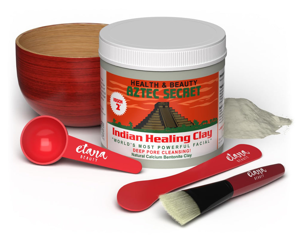 Aztec Secret wooden-handled brush for precise clay mask application and spa-like routine