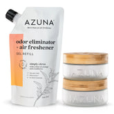 Azuna two-room kit empty luxe glass jar for long-lasting odor control in any room.