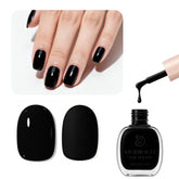 AZUREBEAUTY black nail polish bottle close-up for a bold home manicure.