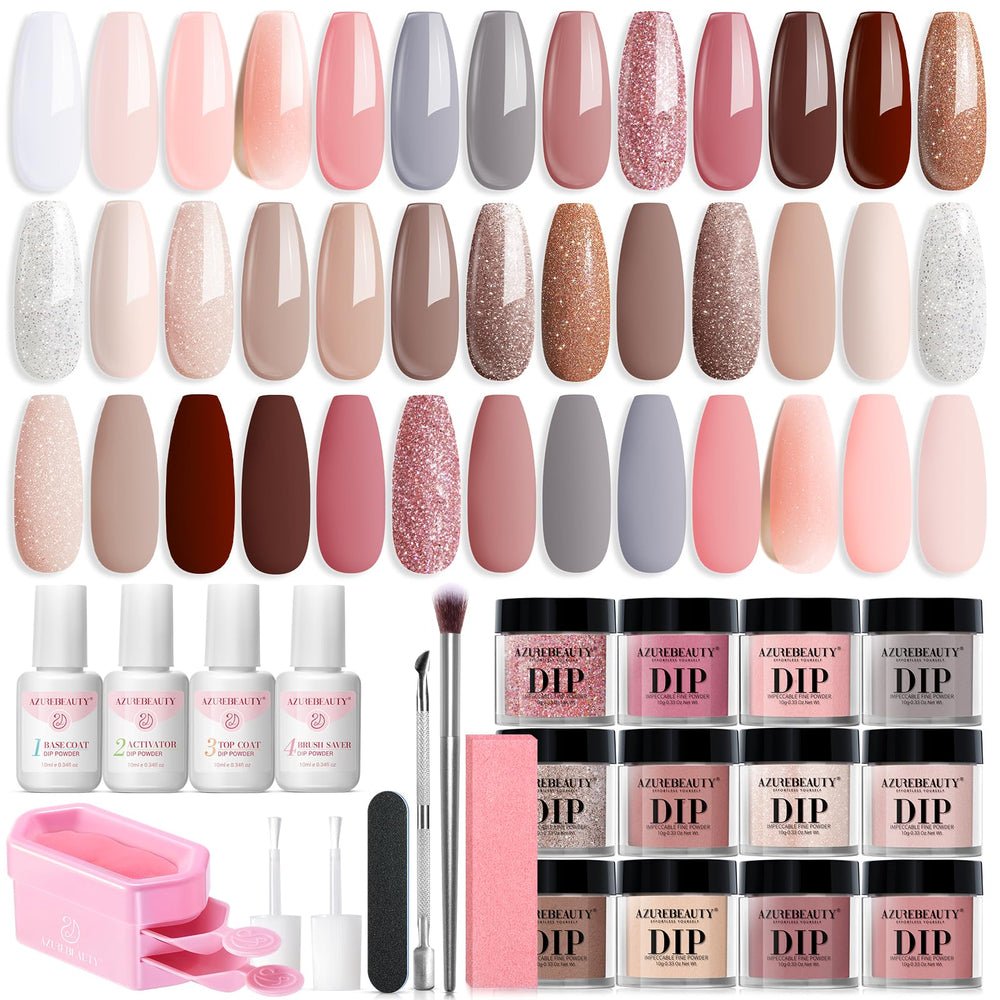 AzureBeauty dip powder kit with 20 colors and tools for at-home use