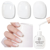 AZUREBEAUTY Milky White nail polish bottle with translucent gloss for easy at-home manicures.