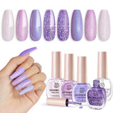 AZUREBEAUTY nail polish set lilac purple offers a subtle shimmer for at-home manicures.