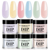 AZUREBEAUTY pastel macaron dip powder collection for at-home nails.