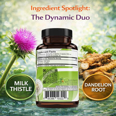 B-Experts Milk Thistle and Dandelion capsules showing dual herb blend.