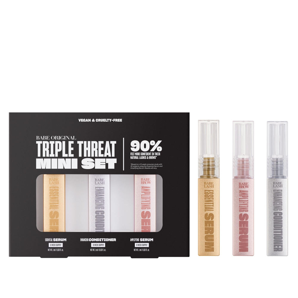 BABE ORIGINAL triple threat mini set box for on-the-go lash and brow care