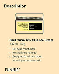 Creamy texture of FUNNIR snail mucin moisturizer on finger for quick absorption