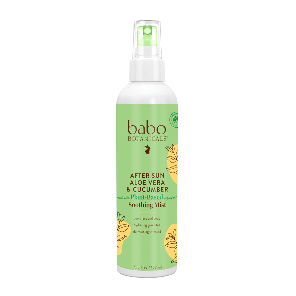 Babo Botanicals After Sun Soothing Mist bottle for touch-free after-sun care