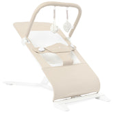 Baby Delight Alpine Deluxe Bouncer folded flat for travel and storage.