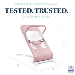 Organic rose fabric on the Baby Delight Alpine Deluxe Bouncer