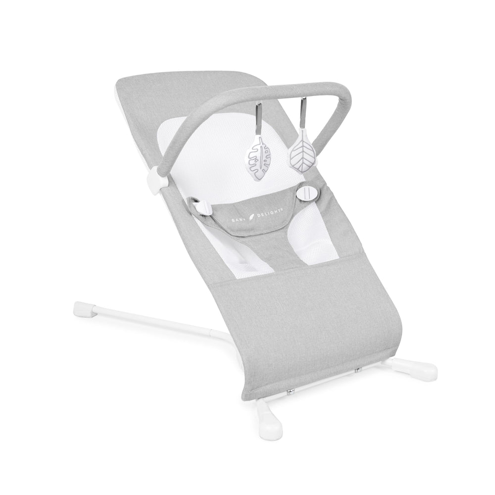Baby Delight Highland Bouncer in Pebble Grey with breathable mesh for airflow