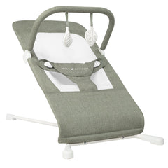 Baby Delight Highland Bouncer seat with sage tweed fabric for soothing comfort