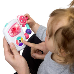 Baby Einstein Take Along Tunes button press encourages early cause-and-effect learning.