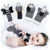 BABY K rattle socks wrist spider enhances visual tracking with crinkling sounds.