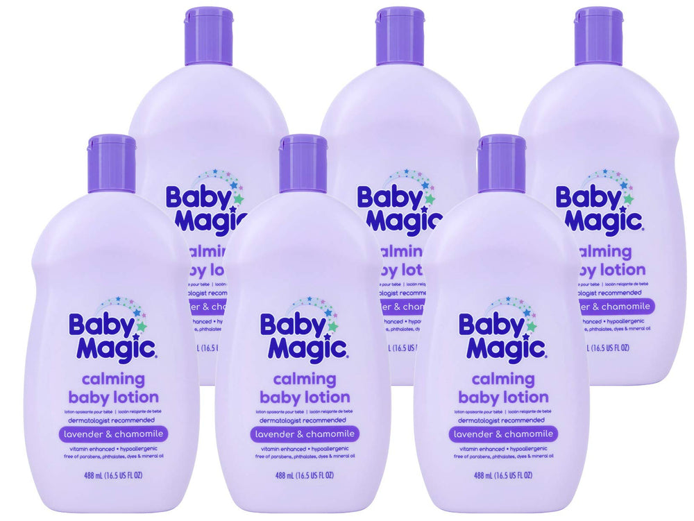 Baby Magic Calming Lotion bottle front with lavender scent for a soothing bedtime.
