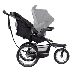 Baby Trend Expedition Jogger Dash Black parent tray with two cup holders keeps drinks within reach