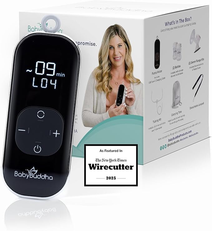 BabyBuddha 2.0 hands-free design for discreet on-the-go pumping.