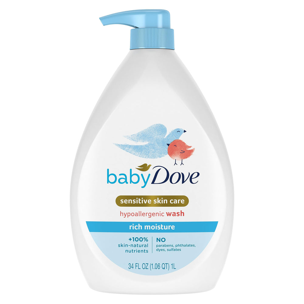 Baby Dove bottle showing gentle cleansing for sensitive skin