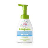 BabyGanics alcohol-free foaming hand sanitizer in pump bottle, gentle on tiny hands.