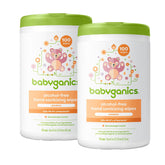 Babyganics Mandarin hand sanitizing wipes pack front for quick on-the-go use