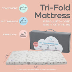 Babylicious pack-n-play mattress topper unfolded showing generous surface for baby sleep and comfort.