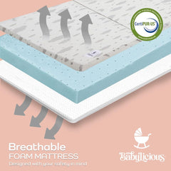 Babylicious waterproof removable cover demonstrates easy hygiene and quick cleanups.