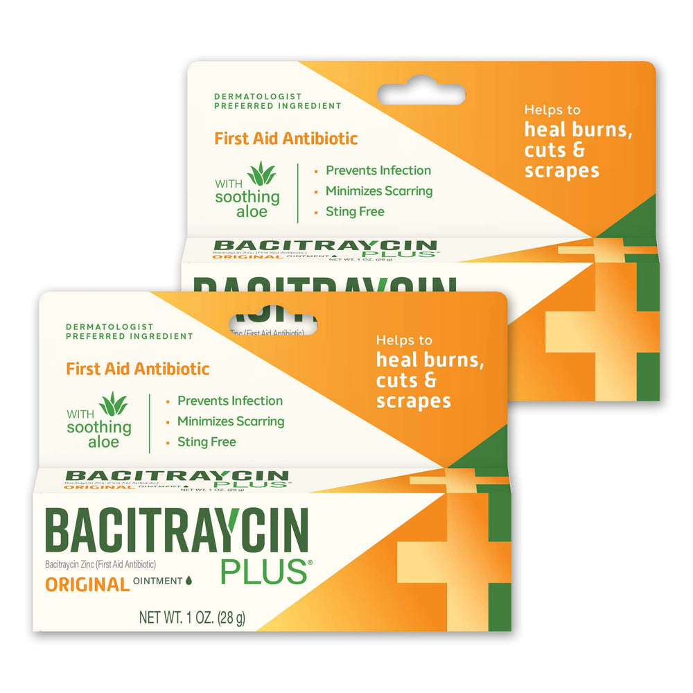 Bacitraycin Plus ointment tube ready for quick minor wound care