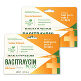 Bacitraycin Plus ointment tube ready for quick minor wound care