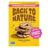 Back to Nature Fudge Striped Cookies box-front: plant-based indulgence ready to snack