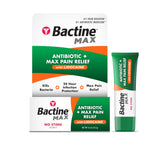 Bactine MAX antibiotic ointment bottle with lidocaine for fast pain relief.