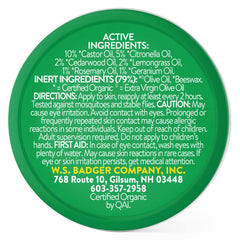 Badger Bug Repellent Tin releases citronella-lemongrass scent to deter insects.
