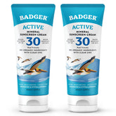 Badger Mineral Sunscreen Cream SPF 30 bottle demonstrates reef-safe sun protection for daily use.