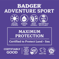 Badger SPF50 sunscreen used during sports with 80-minute protection.