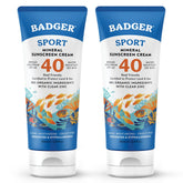 Badger Sport Mineral Sunscreen tube packaging for easy stacking and travel.