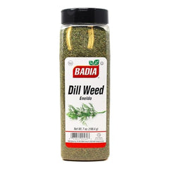 Badia Dill Weed dried leaves closeup highlighting bright green color and aroma.