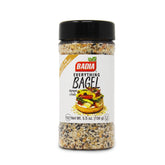 Badia Everything Bagel Seasoning bottle with sesame seeds and crunchy texture.