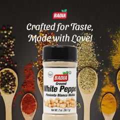 Badia ground white pepper over creamy sauce showcasing subtle spiciness and clean appearance