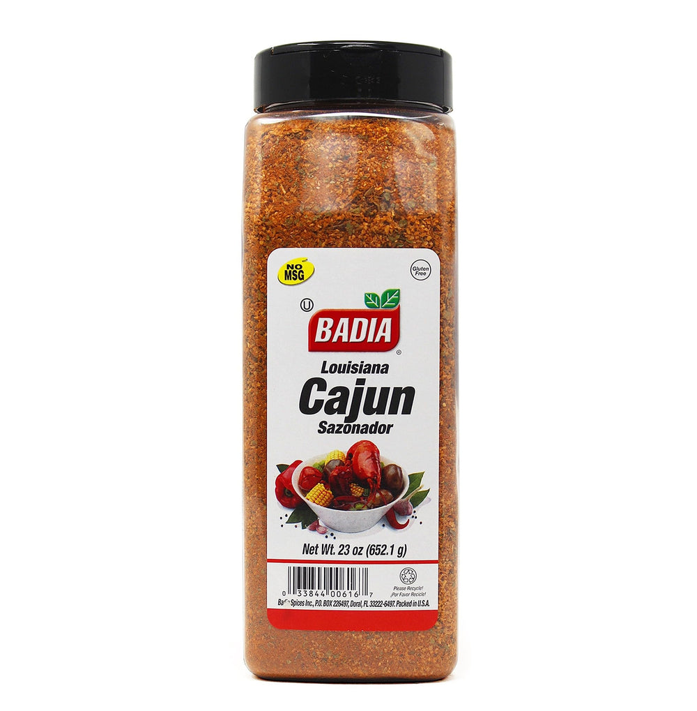 Badia Louisiana Cajun Seasoning bottle adds smoky depth to meats