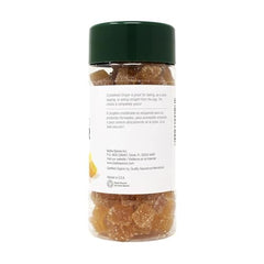 Closeup of Badia organic crystallized ginger bottle for easy, resealable use.
